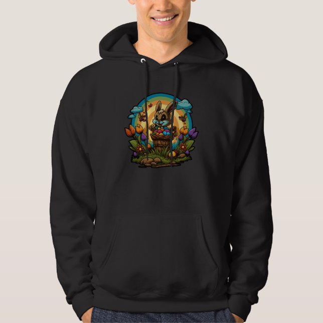 Adorable Festive Easter Kids Cute Easter Bunny Gra Hoodie (Vorderseite)