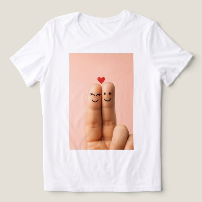 Adorable Finger Couple Art, Cute Finger Faces Tri-Blend Shirt (Design Vorderseite)
