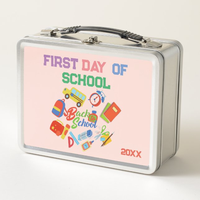 Adorable First Day of School Pattern Metall Brotdose (Vorderseite)