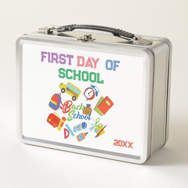Adorable First Day of School Pattern Metall Brotdose (Vorderseite)