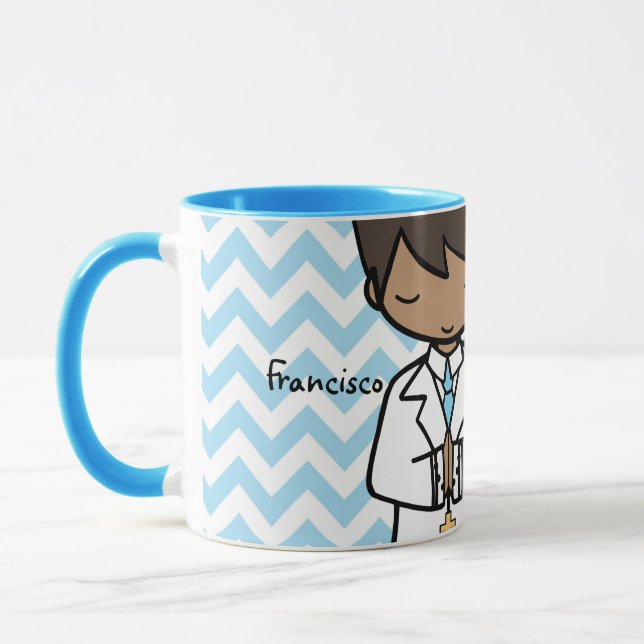 Adorable First Heilige Kommunion Name blau Tasse (Links)