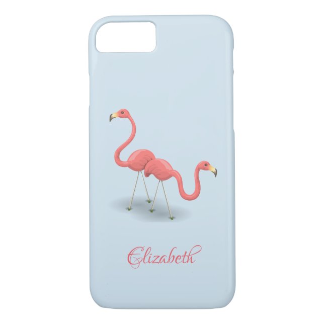 Adorable Flamingos, blau - Personalisiert Case-Mate iPhone Hülle (Rückseite)