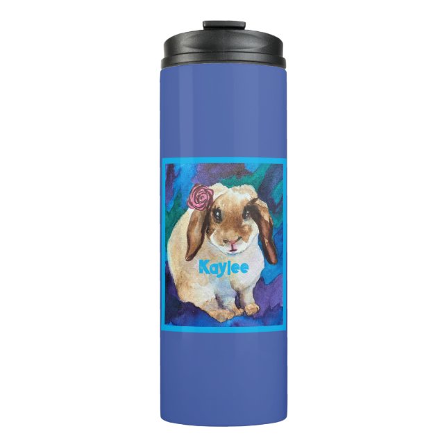 Adorable Floppy-Eared Bunny Kids Thermal Tumbler Thermosbecher (Vorderseite)