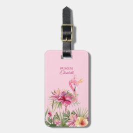 Adorable floral Flamingo Gepäckanhänger