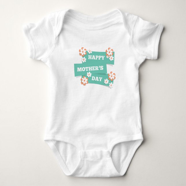 Adorable Floral Happy Mother Day | Bodysuit Baby Strampler (Vorderseite)