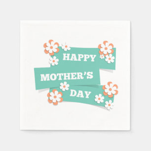 Adorable Floral Happy Mother Day Napkin Serviette