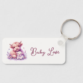 Adorable Floral Highland Kuh Baby Dusche Schlüsselanhänger