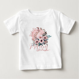 Adorable Floral Pumpkin Autumn Baby Girl White  T-shirt