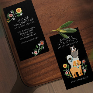 Adorable florale Hunde und Katzen Pflegedienste Sc Visitenkarte