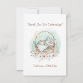Adorable,fluffy baby wolf Baby Shower  Dankeskarte