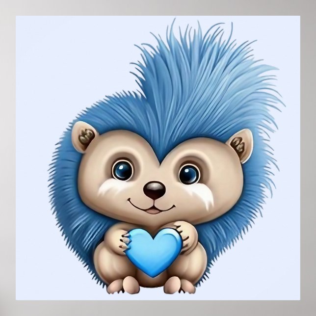 Adorable Fluffy Blue Animal Poster (Vorne)