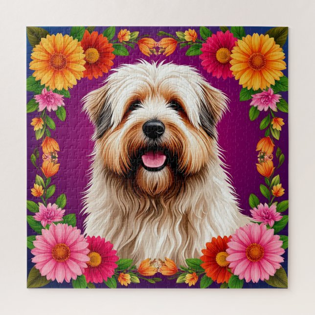 Adorable Fluffy Hund mit Blume (Vertikal)