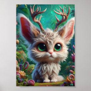 Adorable Fluffy Jackalope Poster