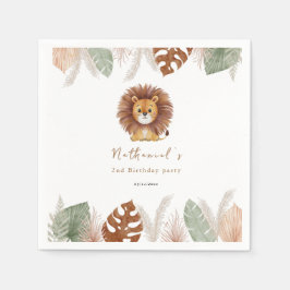 Adorable Fluffy Lion Birthday Serviette