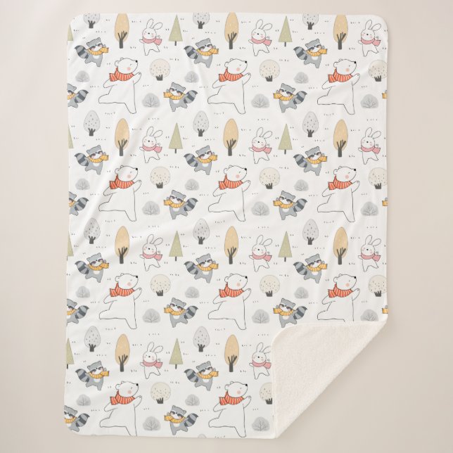 Adorable Forest Animals Sherpa Blanket Sherpadecke (Vorderseite)
