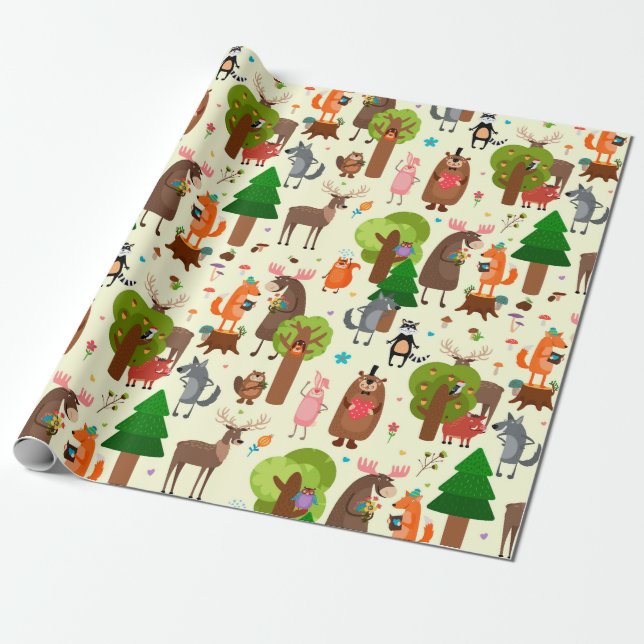 Adorable Forest Crites Geschenkpapier (Ungerollt)