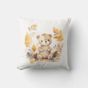 Adorable Forest Friend: Baby Bear in Blätter Kissen