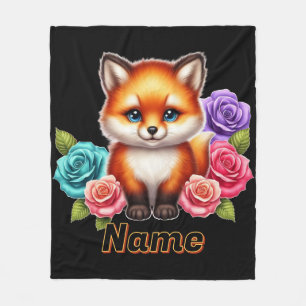 Adorable Fox Cube mit bunten Rose Fleecedecke