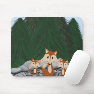Adorable Fox Family Mousepad