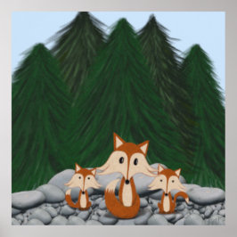 Adorable Fox Family Poster