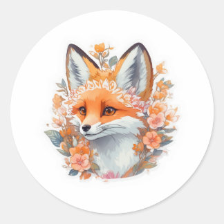 Adorable Fox Runder Aufkleber
