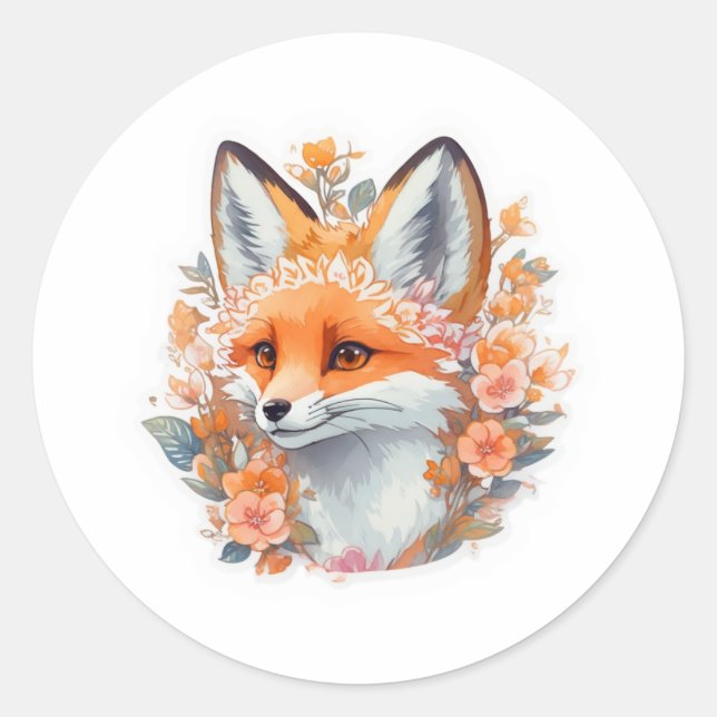 Adorable Fox Runder Aufkleber (Vorderseite)
