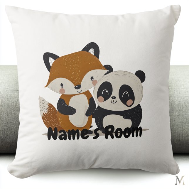 Adorable Fox und Panda Friends Kids Throw Kissen (Von Creator hochgeladen)