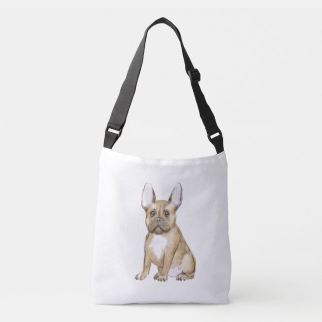 Adorable french bulldog puppy tragetaschen mit langen trägern (Vorderseite)