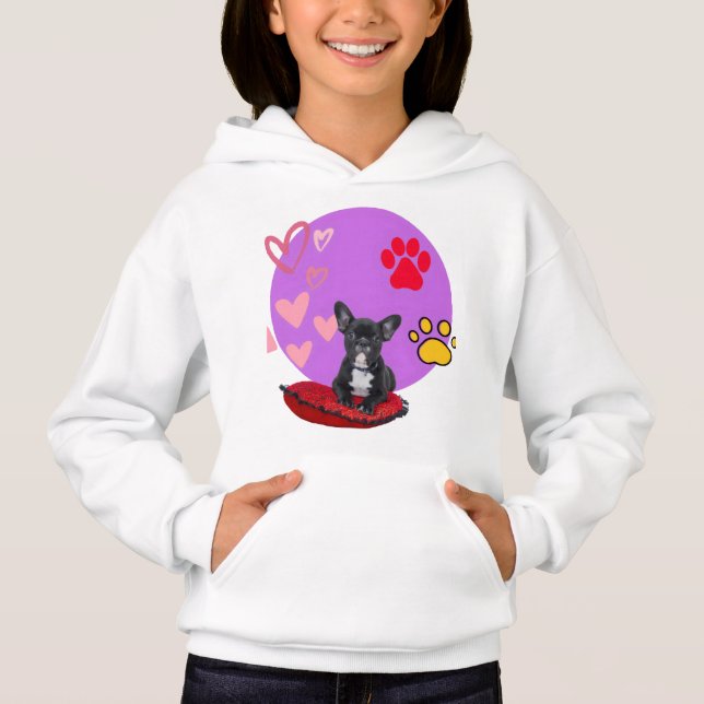 Adorable frienchie puppy with hearts  hoodie (Vorderseite)