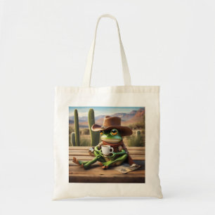 Adorable Frog Cowboy mit Kaffee Tragetasche