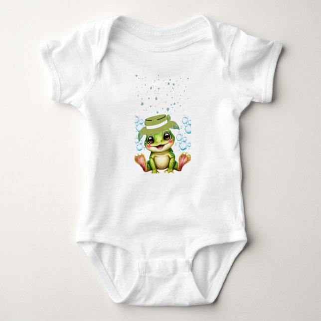 Adorable Froggy Baby Bodysuit. Baby Strampler (Vorderseite)