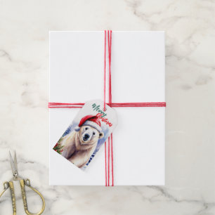 Adorable frohe Weihnachten weiße Eisbär Geschenkanhänger
