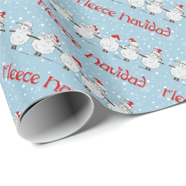 Adorable FUNNY Fleece Navidad Christmas Sheep Geschenkpapier (Rolleneckpunkt)