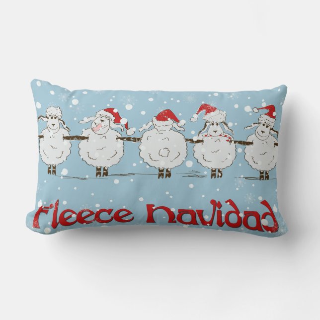 Adorable FUNNY Fleece Navidad Christmas Sheep Lendenkissen (Vorderseite)