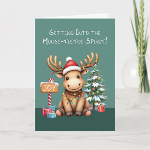 Adorable Funny Moose Weihnachten Karte