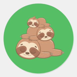 Adorable Funny Sloth Animal Wild Ein Nickerchen Runder Aufkleber