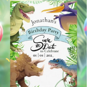 Adorable garçon Dinosaur Invitation d'anniversaire