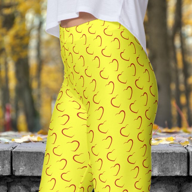 Adorable Gelbe Liebe Herzmuster Leggings (Love Hearts on Daffodil Pattern Leggings)