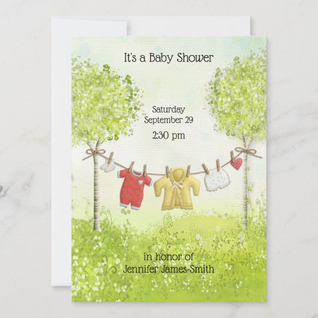 Adorable Gender Neutral Baby Kleid Dusche Einladung (Vorderseite)
