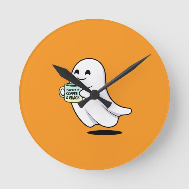 Adorable Ghost Cute Halloween Illustration Runde Wanduhr (Vorderseite)