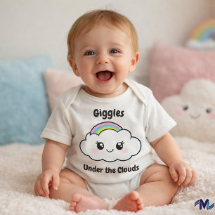 Adorable "Giggles Under Clouds" Bodysuit Baby Strampler