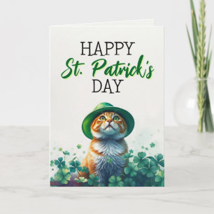 Adorable Ginger Cat & Kleeblatts St Patrick's Day Karte