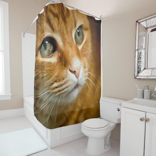 Adorable Ginger Tabby Cat Posing Pet Portrait Duschvorhang (Beispiel)