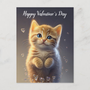 Adorable Ginger Tabby Valentine's Kitten Postkarte