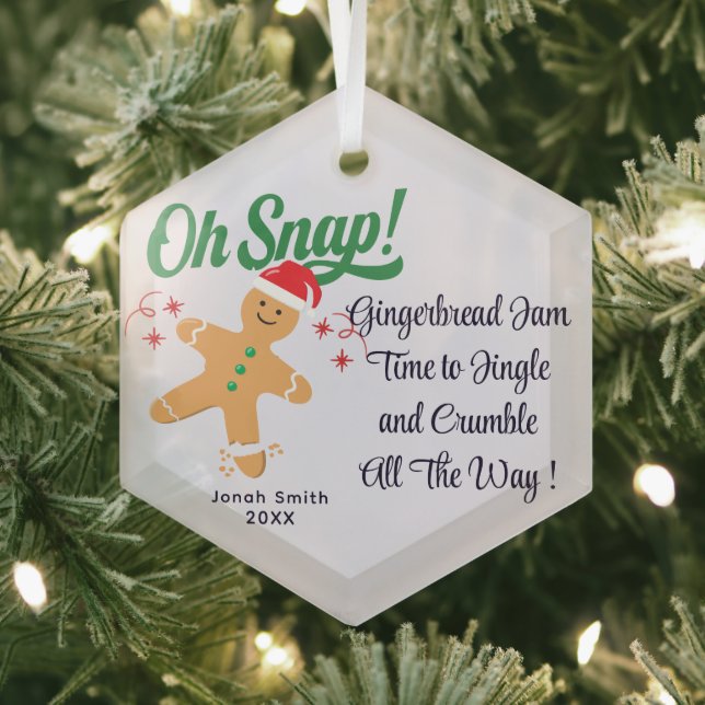 Adorable Gingerbread Man Ornament - Custom Holiday Aus Glas (Insitu)