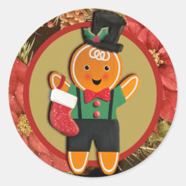 Adorable Gingerbread Mann Weihnachten Runder Aufkleber