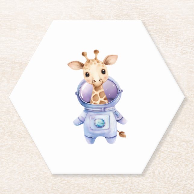 Adorable Giraffe Astronaut Illustration Classic T- Untersetzer (Vorderseite)