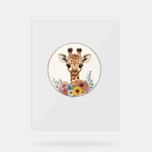 Adorable Giraffe Aux Fleurs