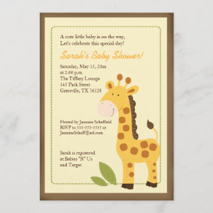 Adorable Giraffe Jungle 5x7 Baby shower Invitation