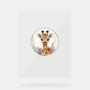 Adorable Giraffe mit Blume Acrylschild